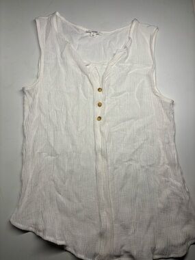 🤍 Mine White Gauze Henley Tank